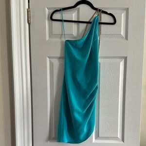 Elegant Teal One-Shoulder Dress